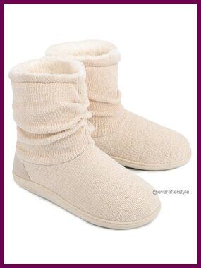 Chenille Knit Slipper Boots Memory Foam Plush Lined Ankle House Shoes